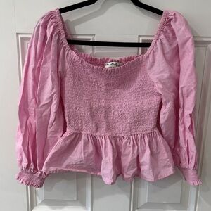 Miss Selfridge Pink Smocked Blouse